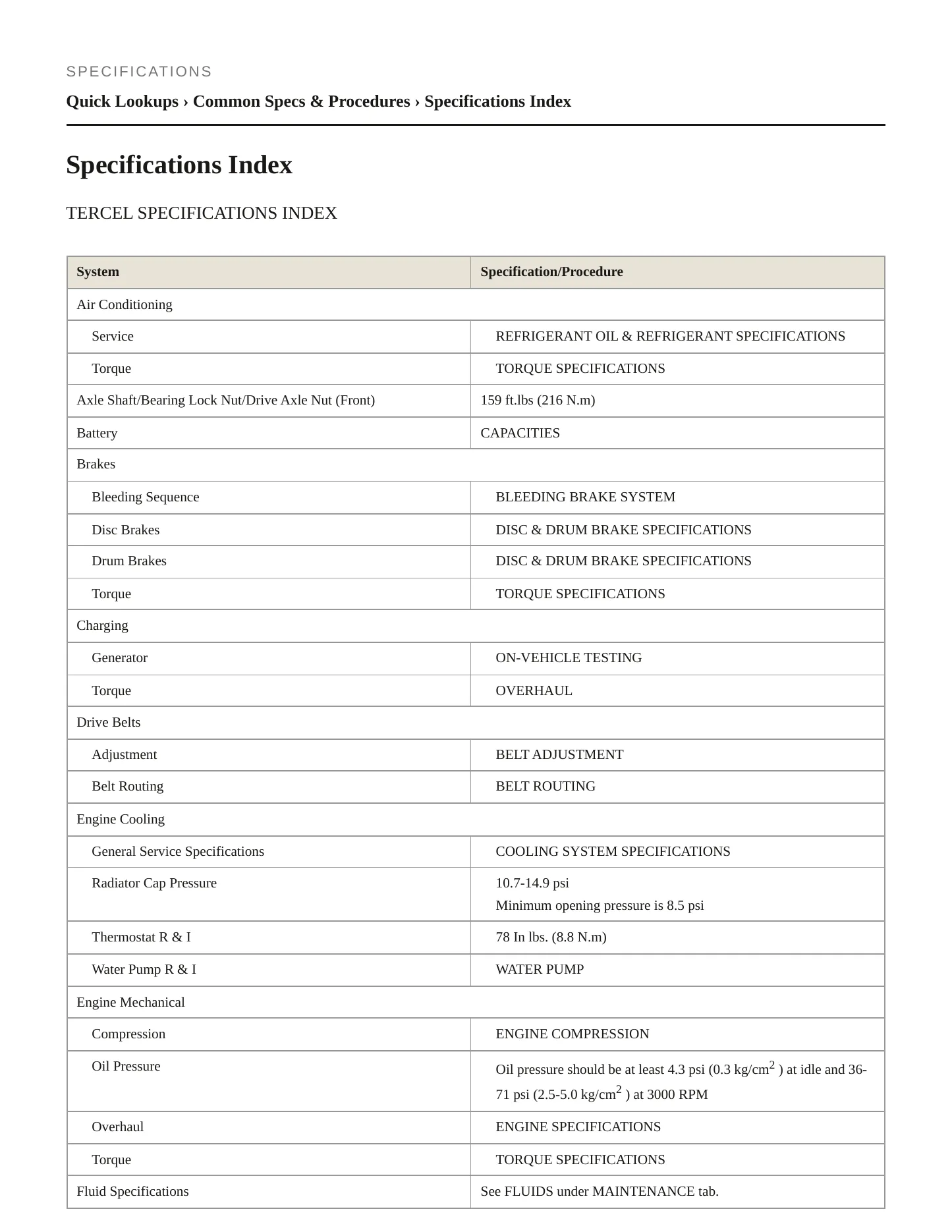 1996 Toyota Tercel Service and Repair Manual preview page 2