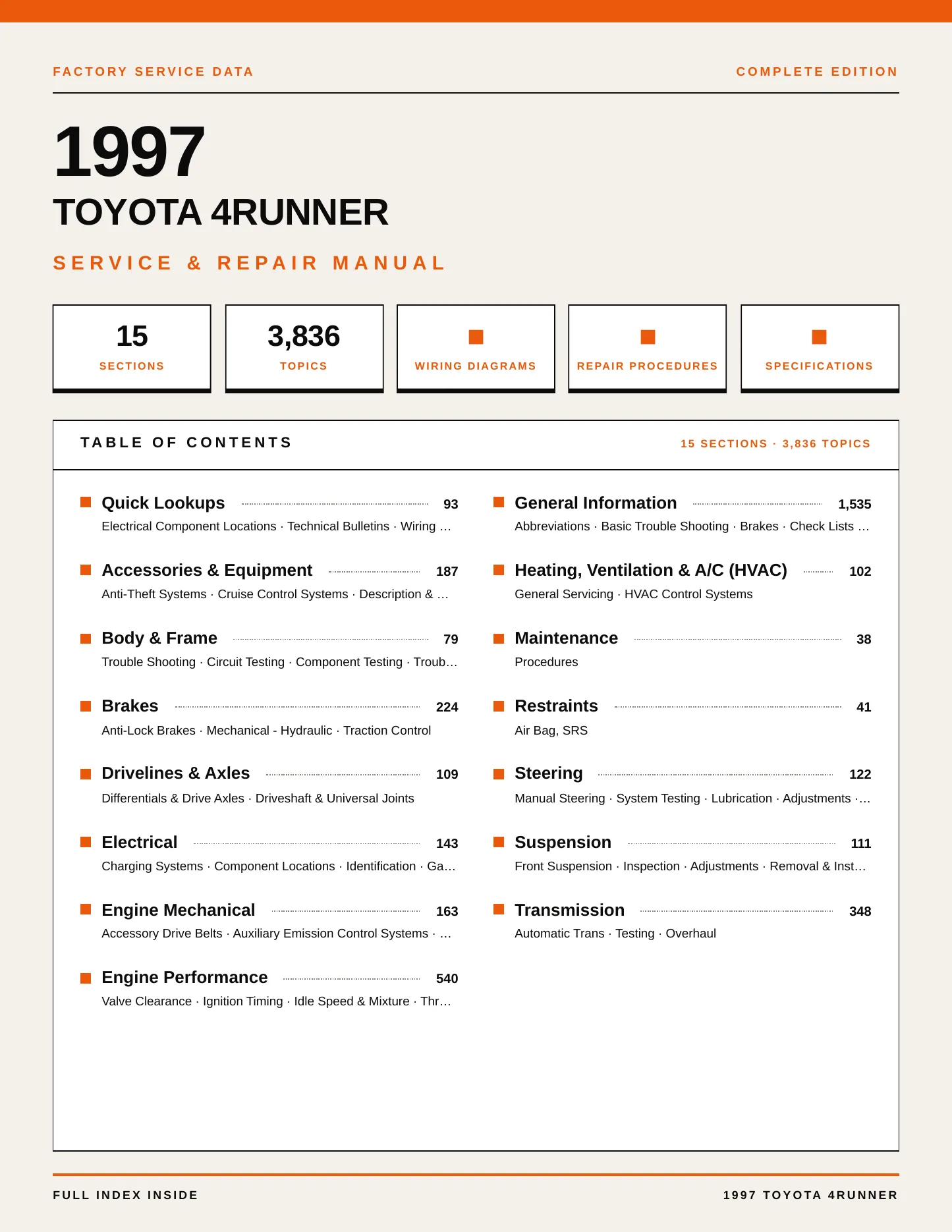 1997 Toyota 4Runner Service and Repair Manual preview page 1