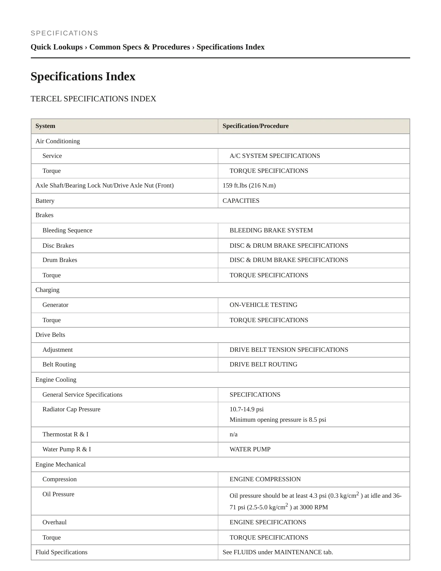 1997 Toyota Tercel Service and Repair Manual preview page 2
