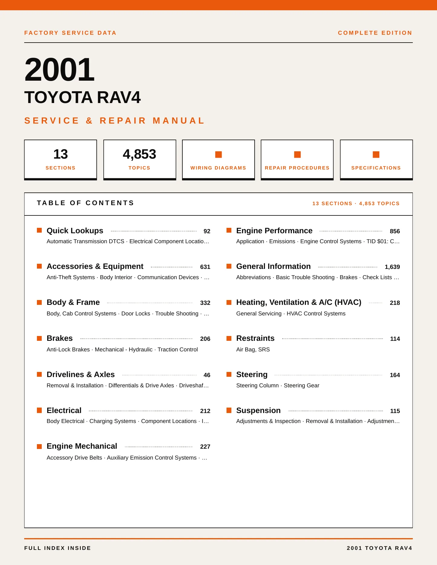 2001 Toyota RAV4 Service and Repair Manual preview page 1