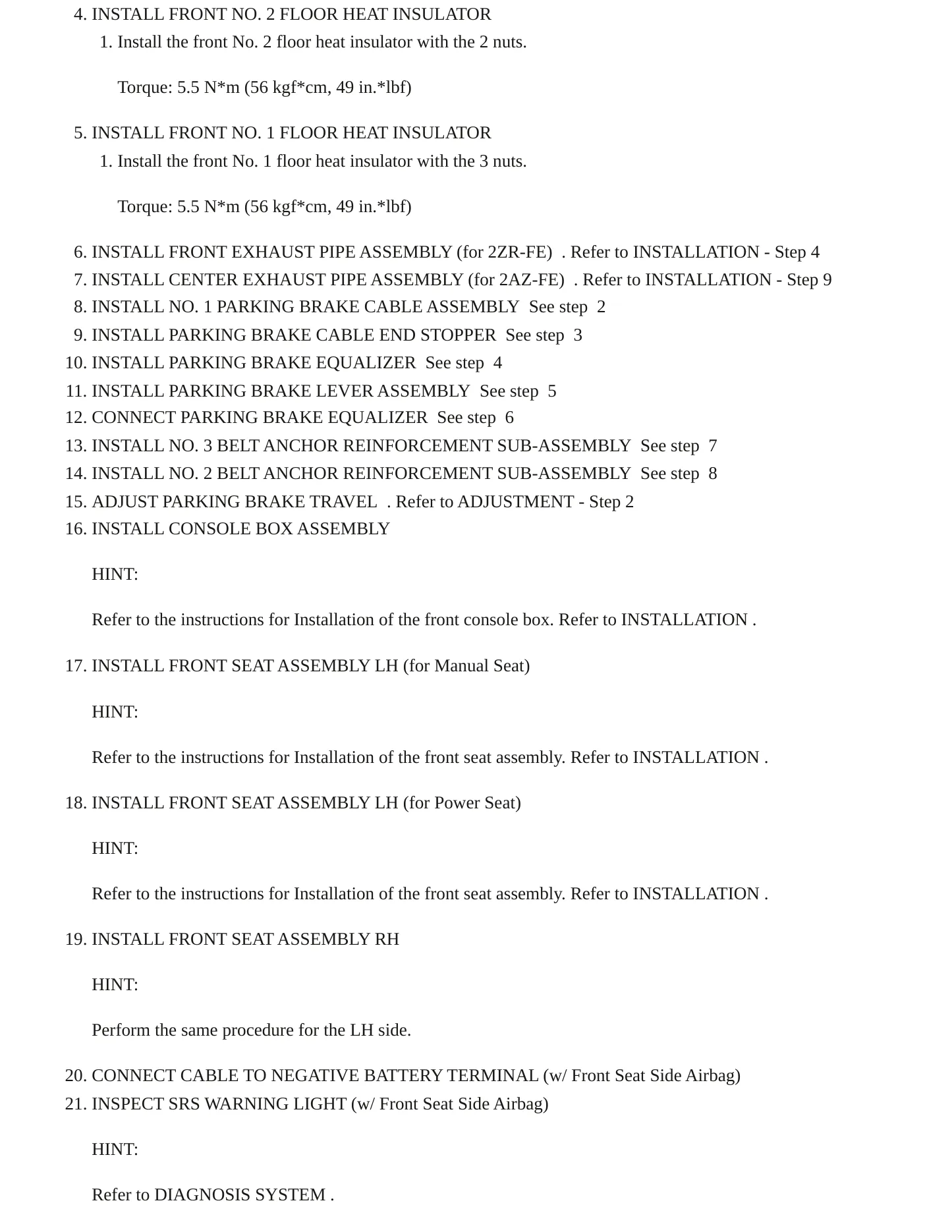 2012 Toyota Corolla Service and Repair Manual preview page 12