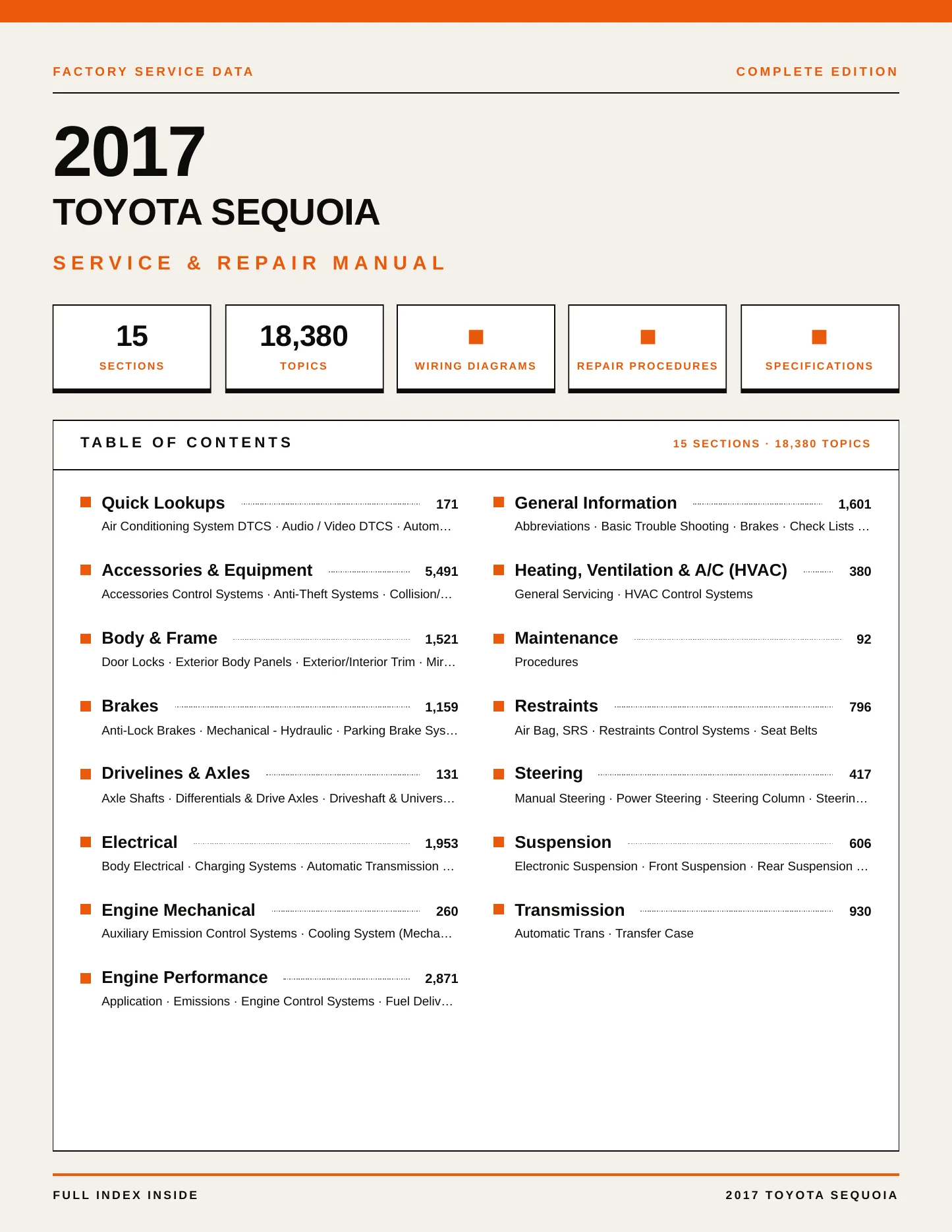 2017 Toyota Sequoia Service and Repair Manual preview page 1