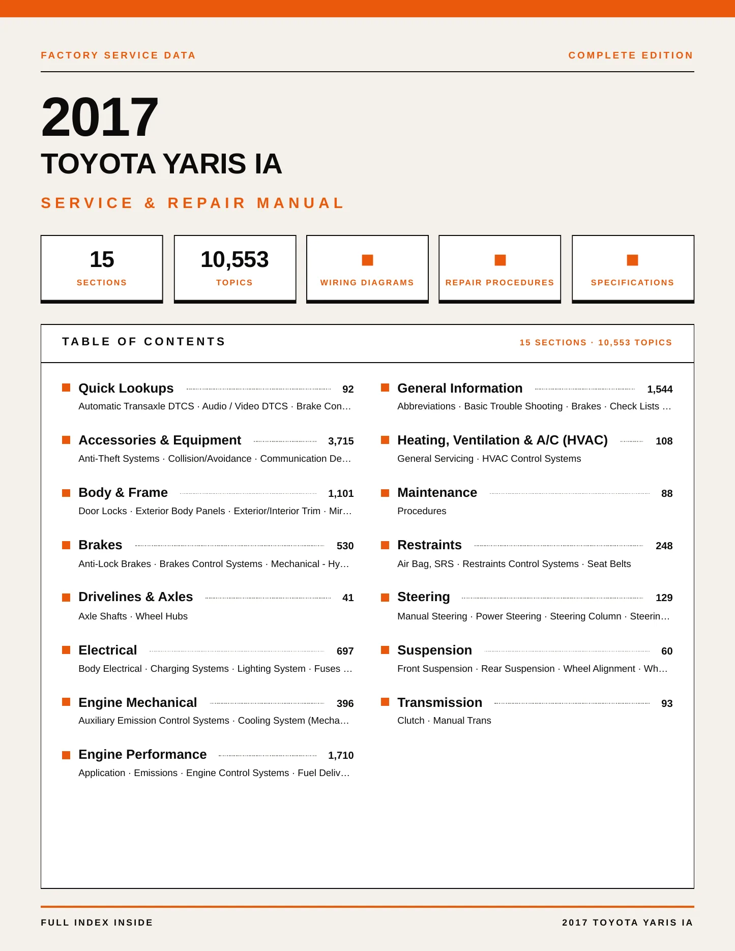 2017 Toyota Yaris iA Service and Repair Manual preview page 1