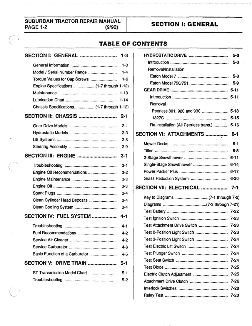 Troy Bilt Bolens ST100 ST110 ST120 ST125 ST140 ST180 Lawn Tractor Service & Repair Manual preview page 2
