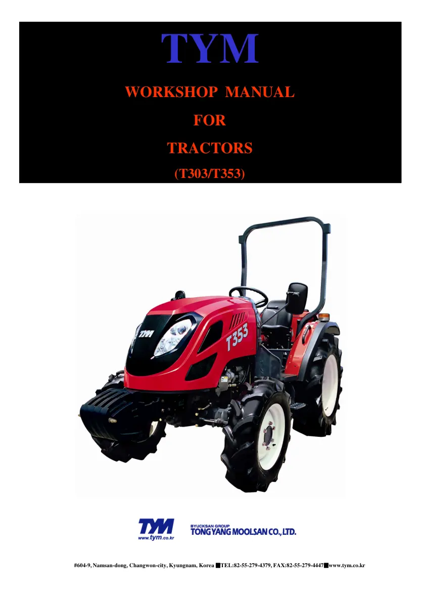 TYM T303 T353NC Tractor Service & Repair Manual preview page 1