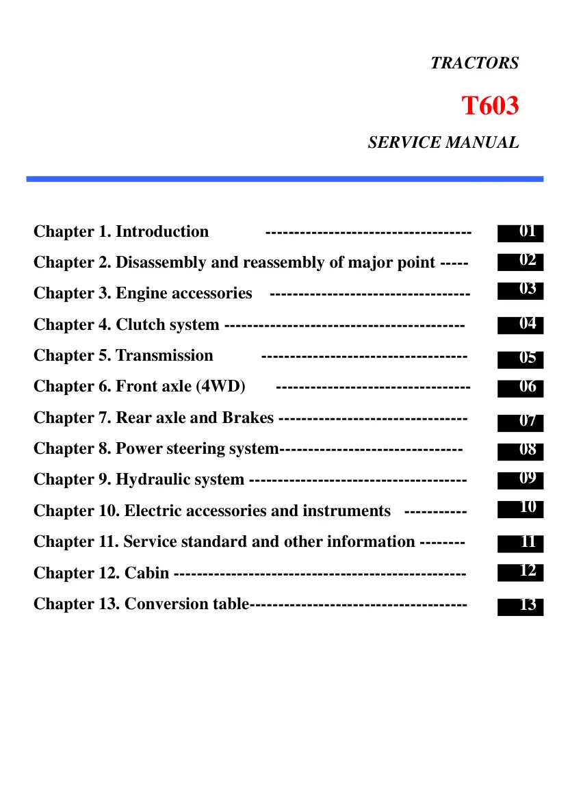 TYM T603 Tractor Service & Repair Manual preview page 1