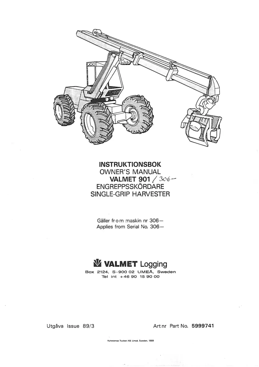 Valmet 901-1 instructions Machine Operator's Manual preview page 1