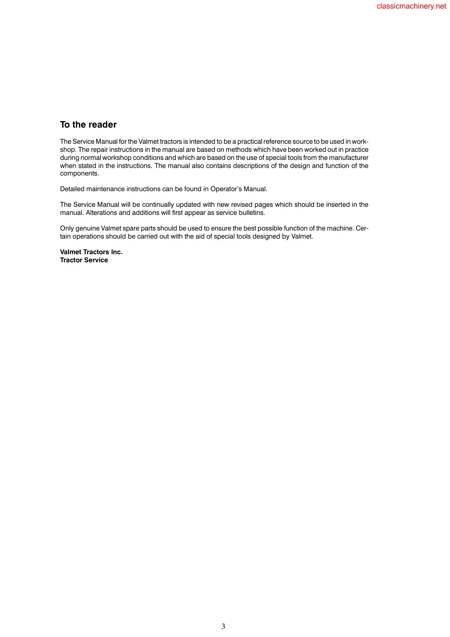 Valtra 6550 Tractor Service & Repair Manual preview page 6