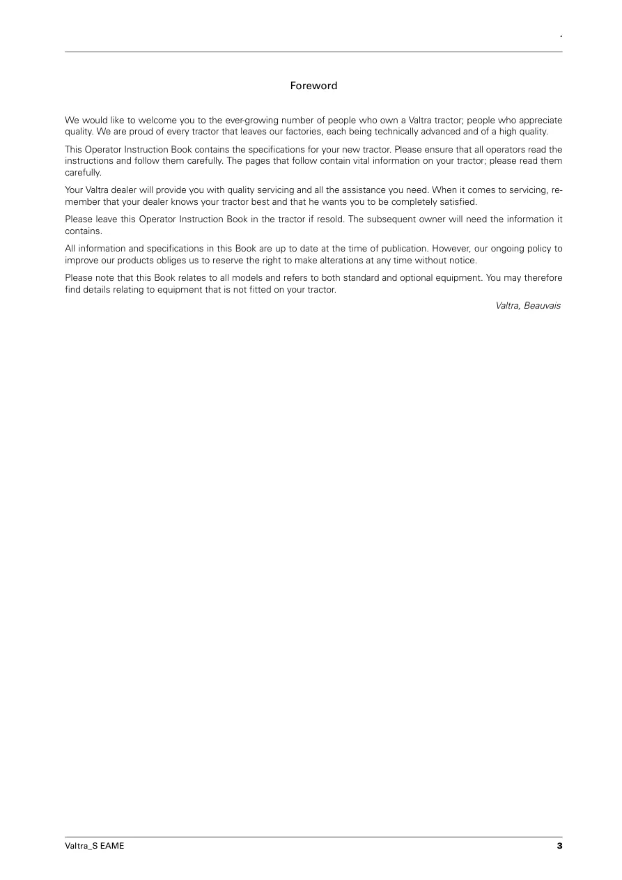 Valtra S232 S262 S292 S322 S252 Tractor Operator's Manual preview page 3