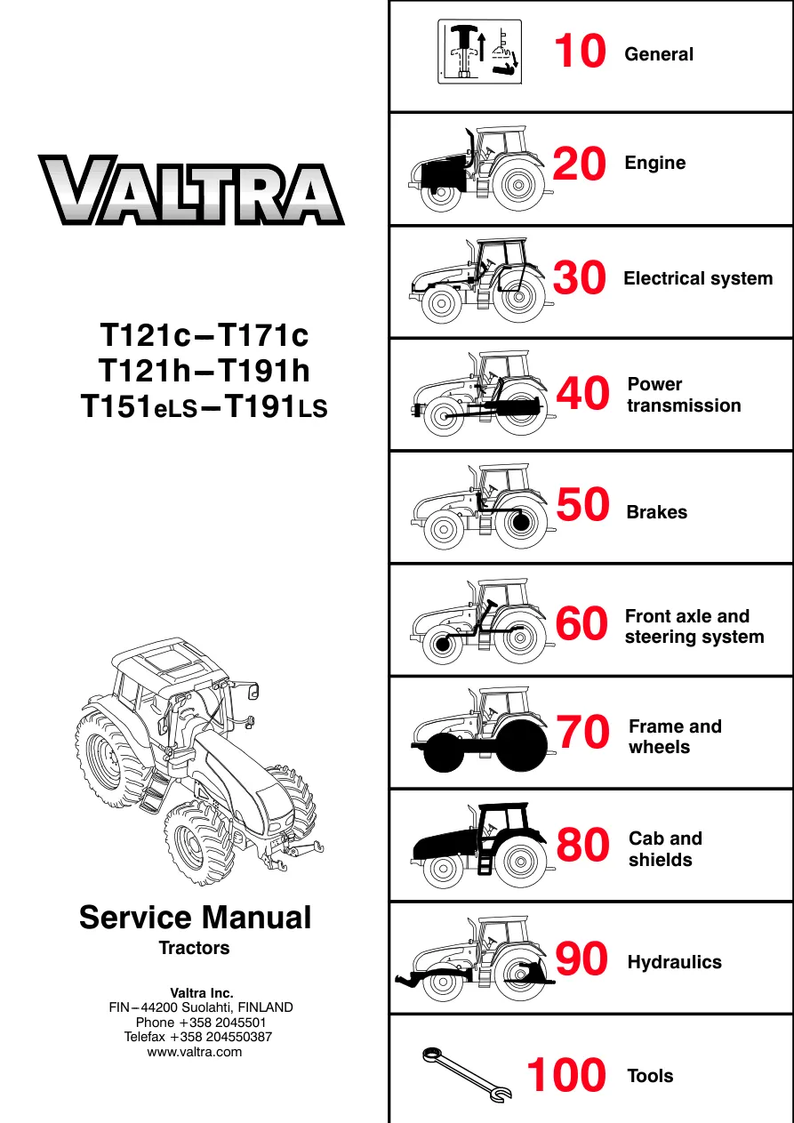 Valtra T121/T131/T151/T161/T171/T191 Tractors Service & Repair Manual preview page 1