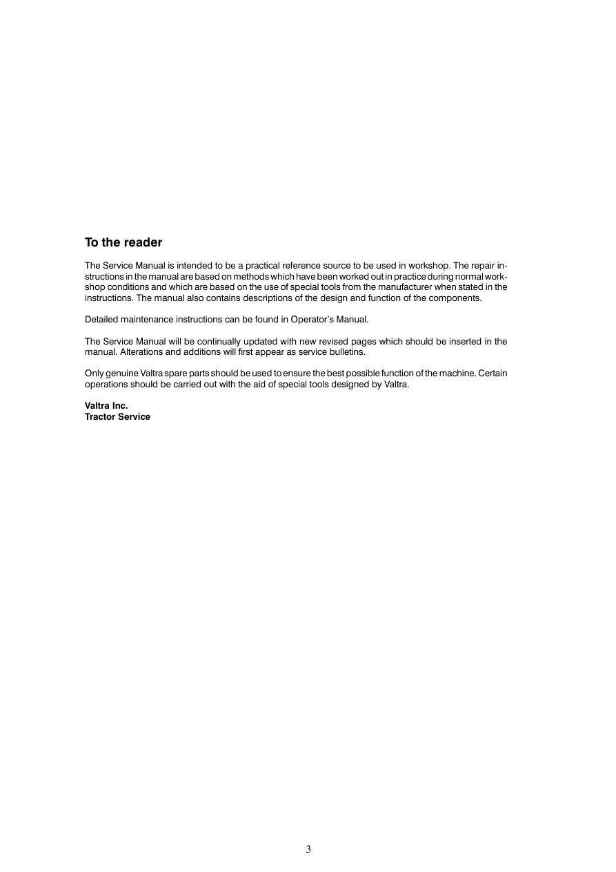 Valtra T121/T131/T151/T161/T171/T191 Tractors Service & Repair Manual preview page 5