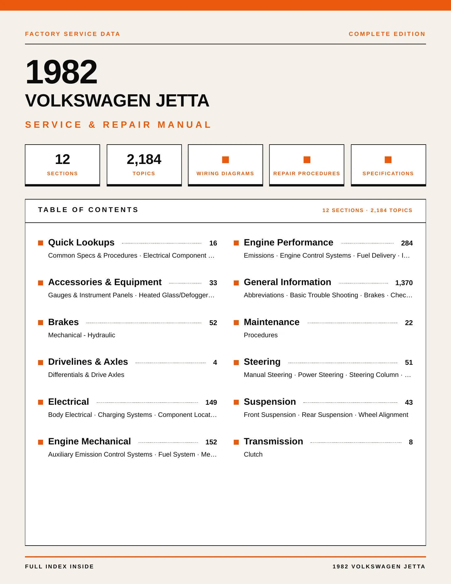 1982 Volkswagen Jetta service manual page 1