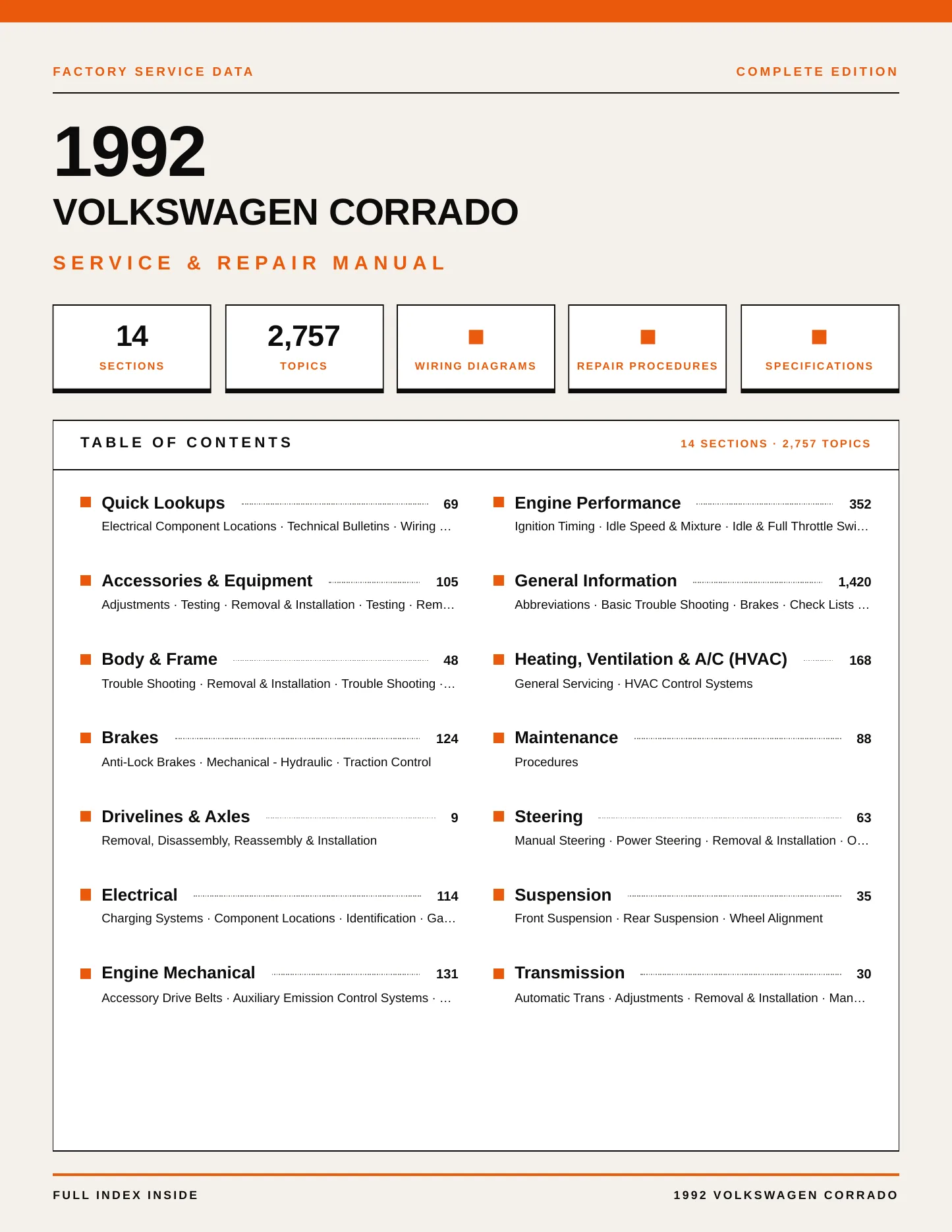 1992 Volkswagen Corrado service manual page 1