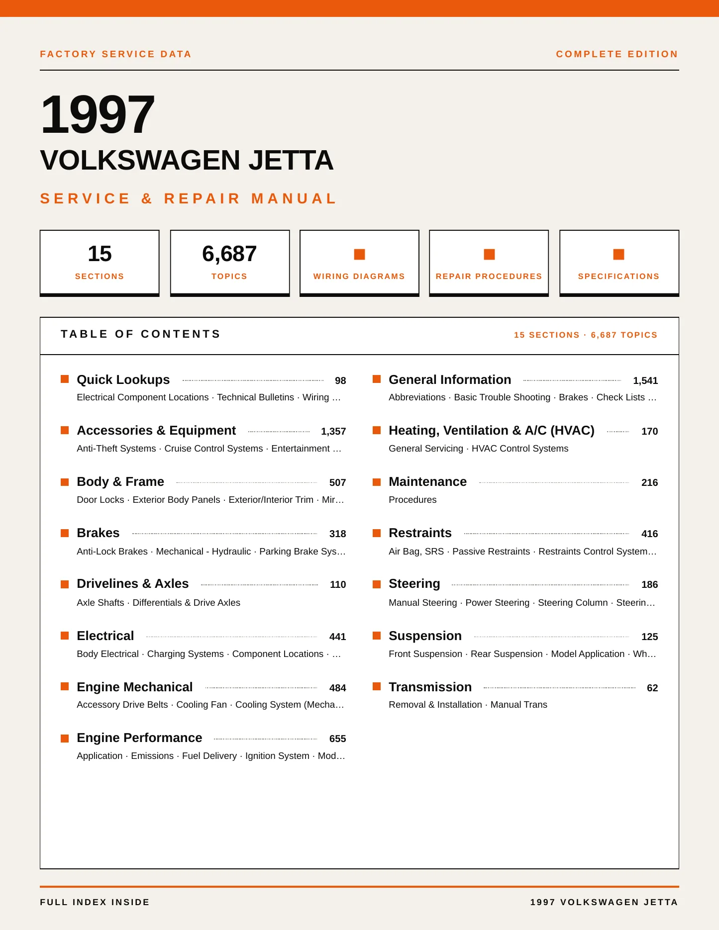 1997 Volkswagen Jetta service manual page 1