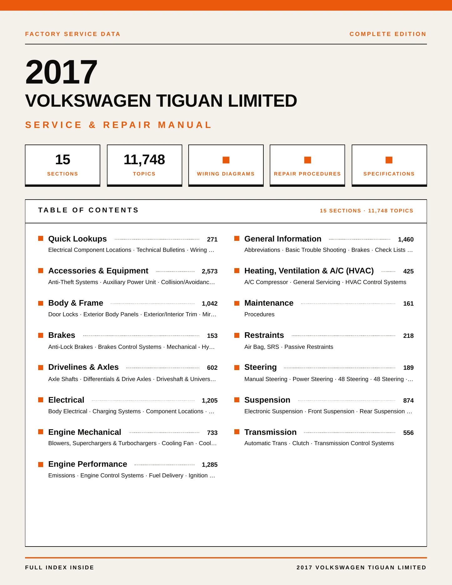2017 Volkswagen Tiguan Limited Service and Repair Manual preview page 1