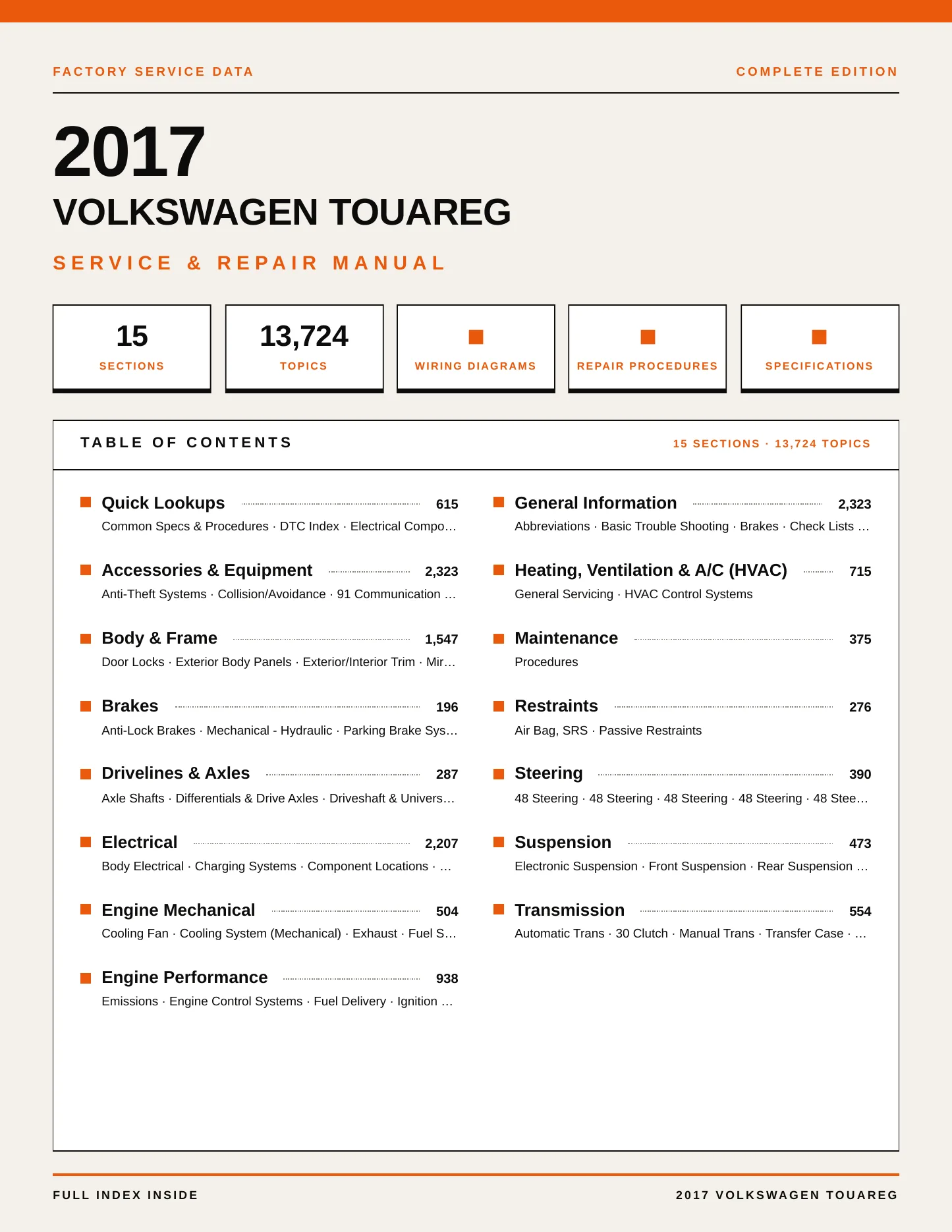 2017 Volkswagen Touareg service manual page 1