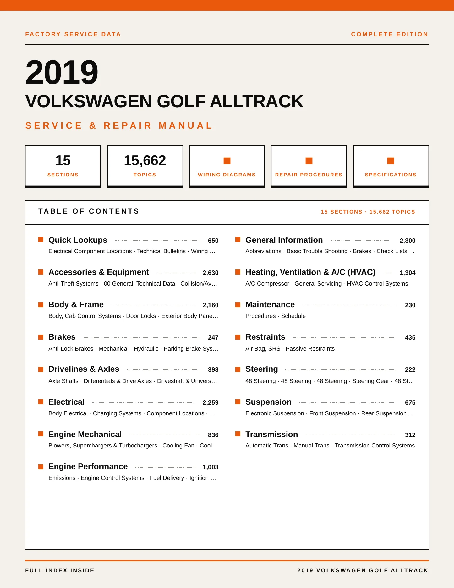 2019 Volkswagen Golf Alltrack service manual page 1