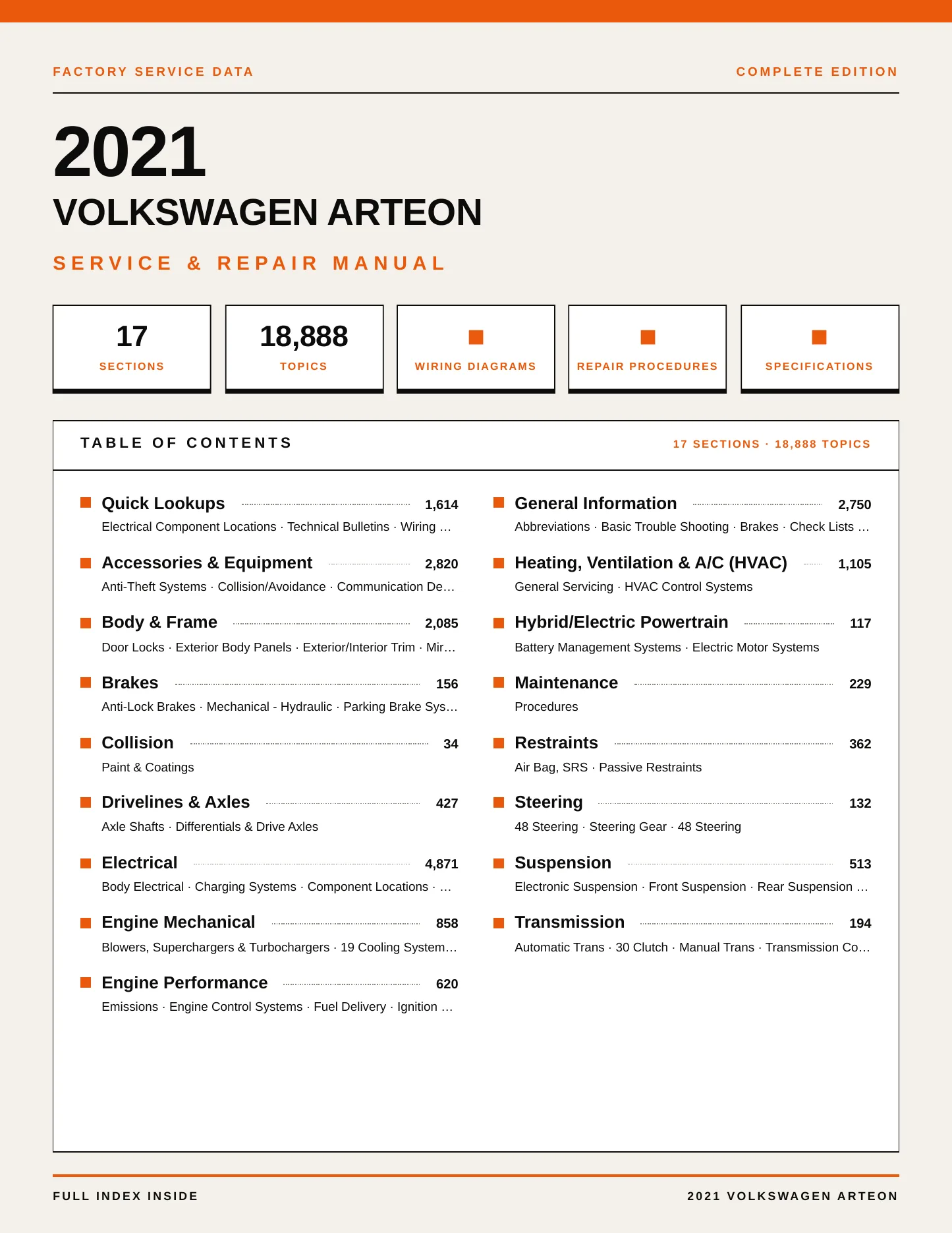 2021 Volkswagen Arteon service manual page 1
