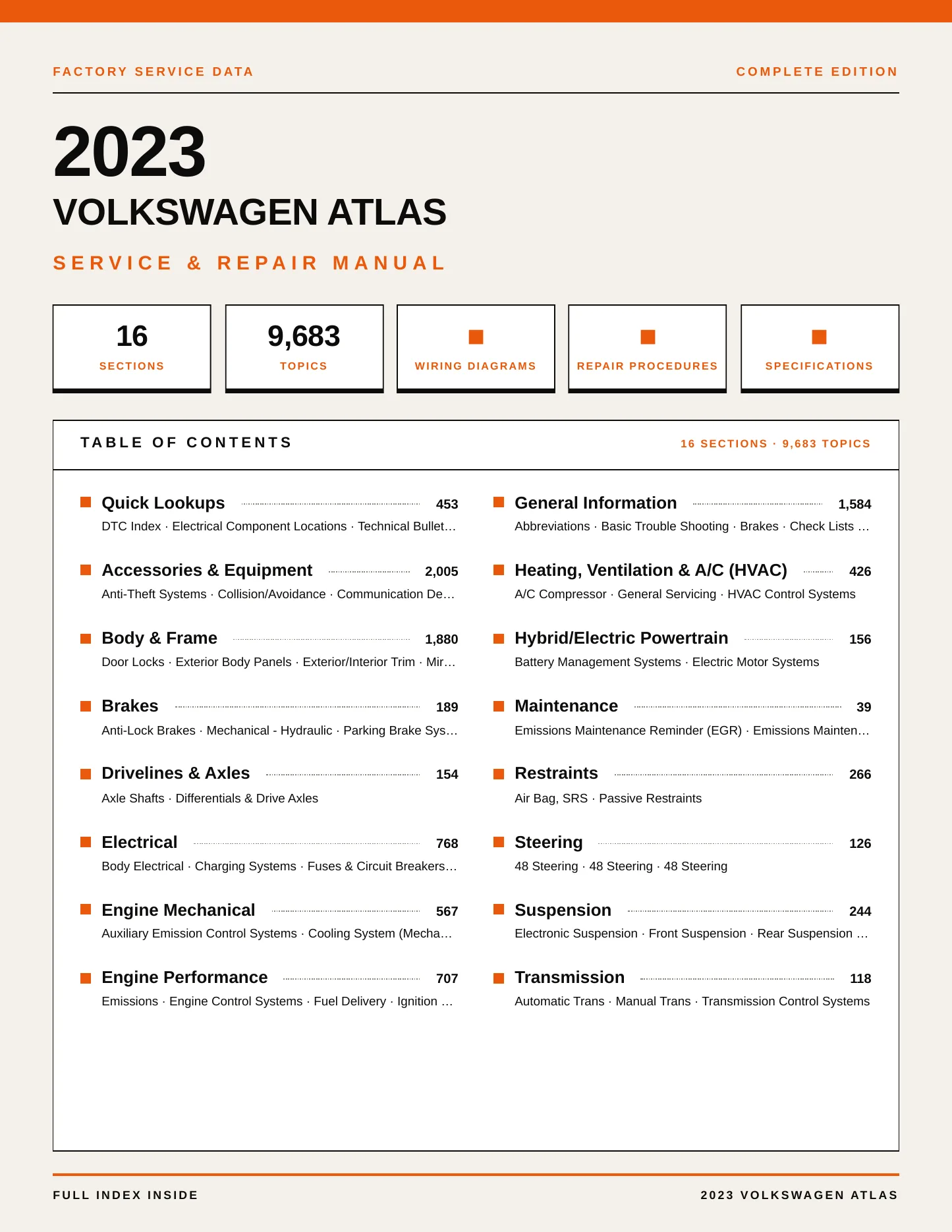 2023 Volkswagen Atlas service manual page 1