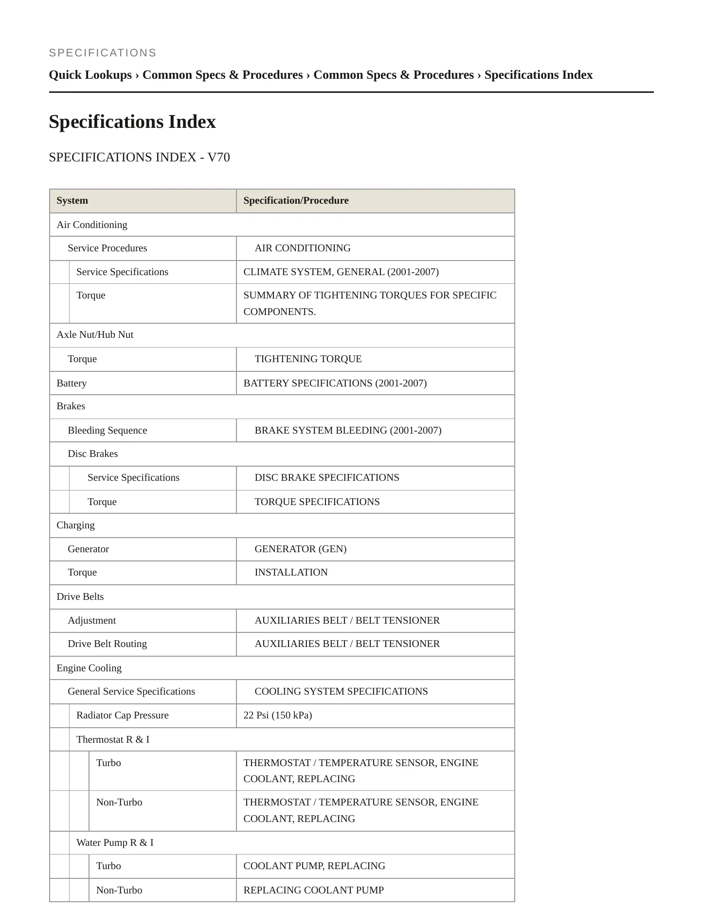 2001 Volvo V70 Service and Repair Manual preview page 2