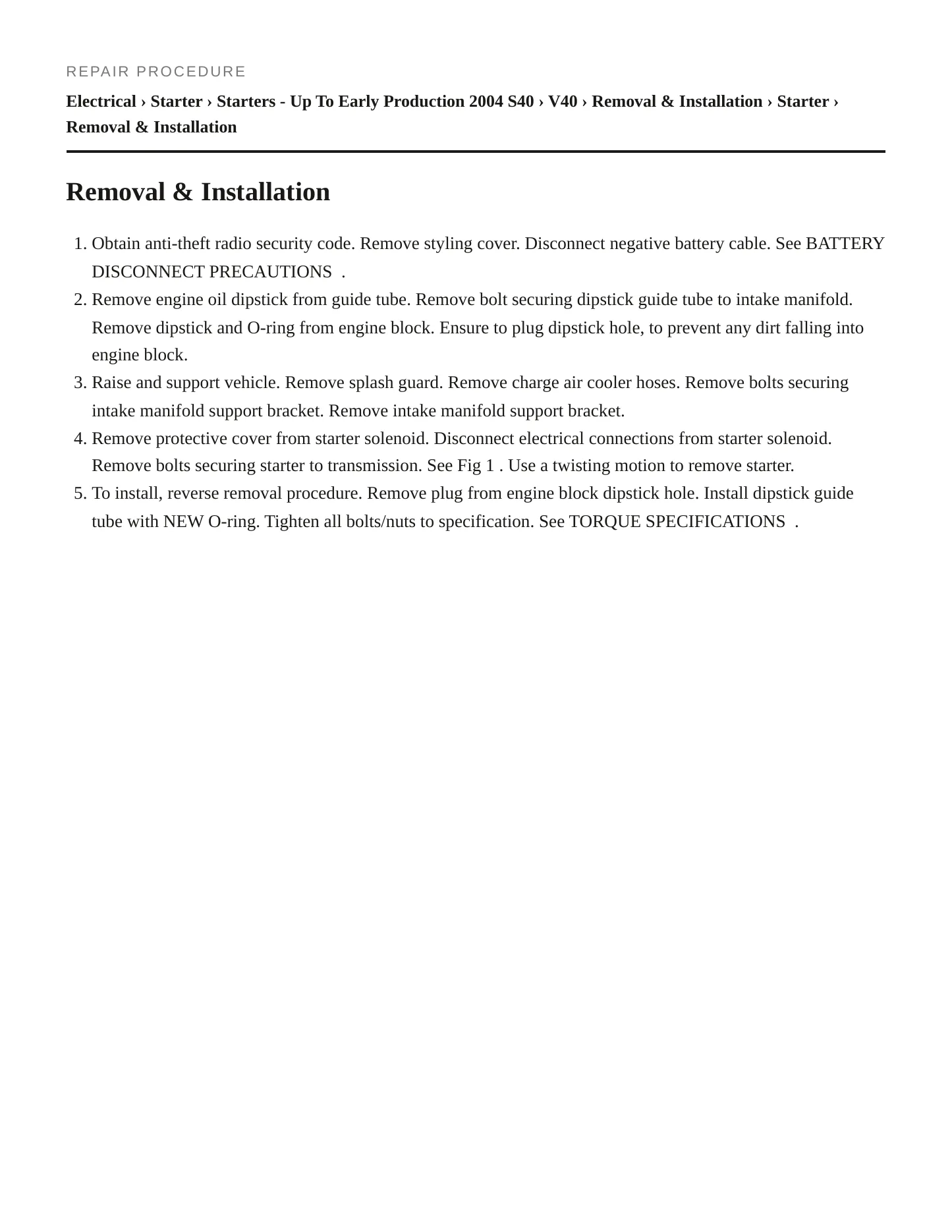 2002 Volvo V40 Service and Repair Manual preview page 5
