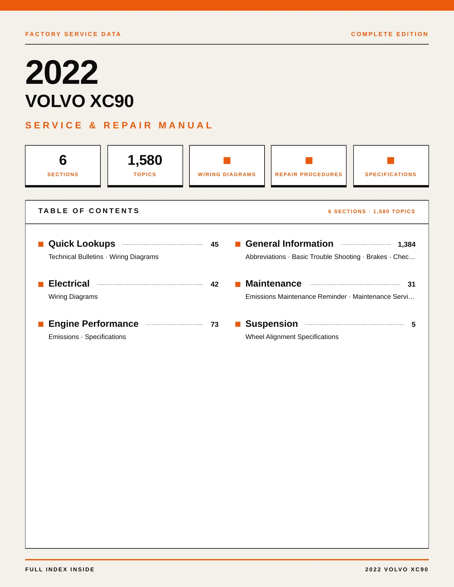 2022 Volvo XC90 Service and Repair Manual preview page 1