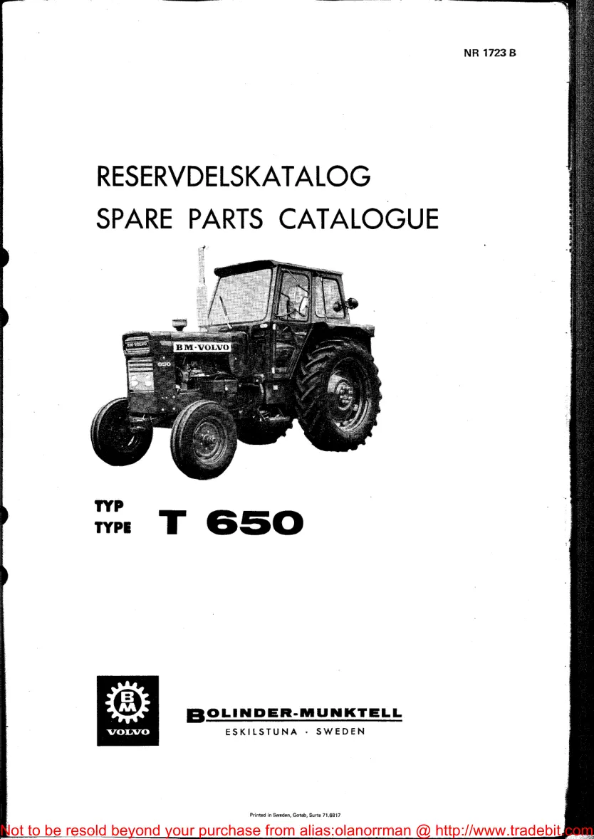 Volvo BM T650 Tractor Parts Manual preview page 2