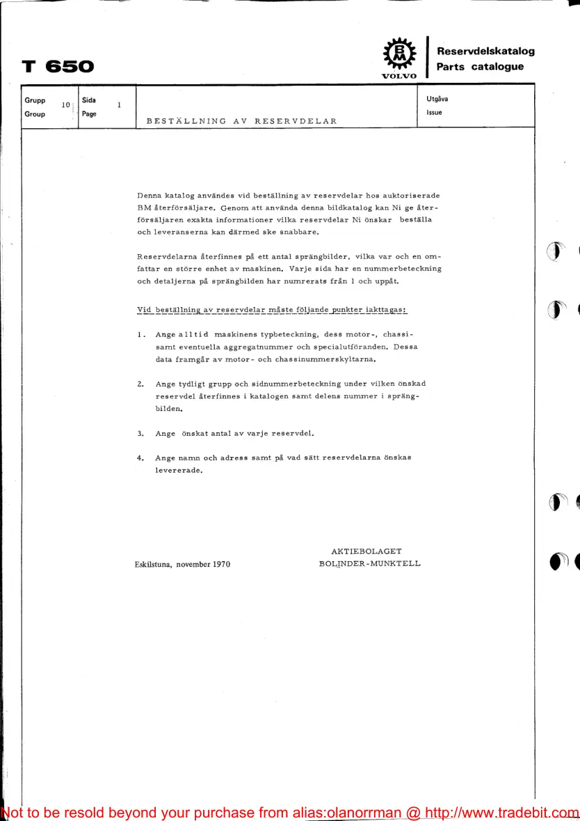 Volvo BM T650 Tractor Parts Manual preview page 4