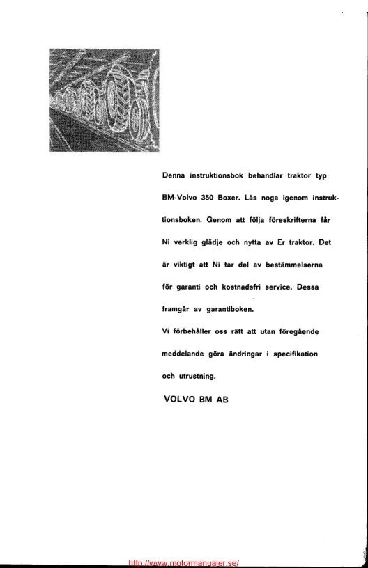 Volvo Instruktionsbok 350 Boxer Tractor Service & Repair Manual preview page 6