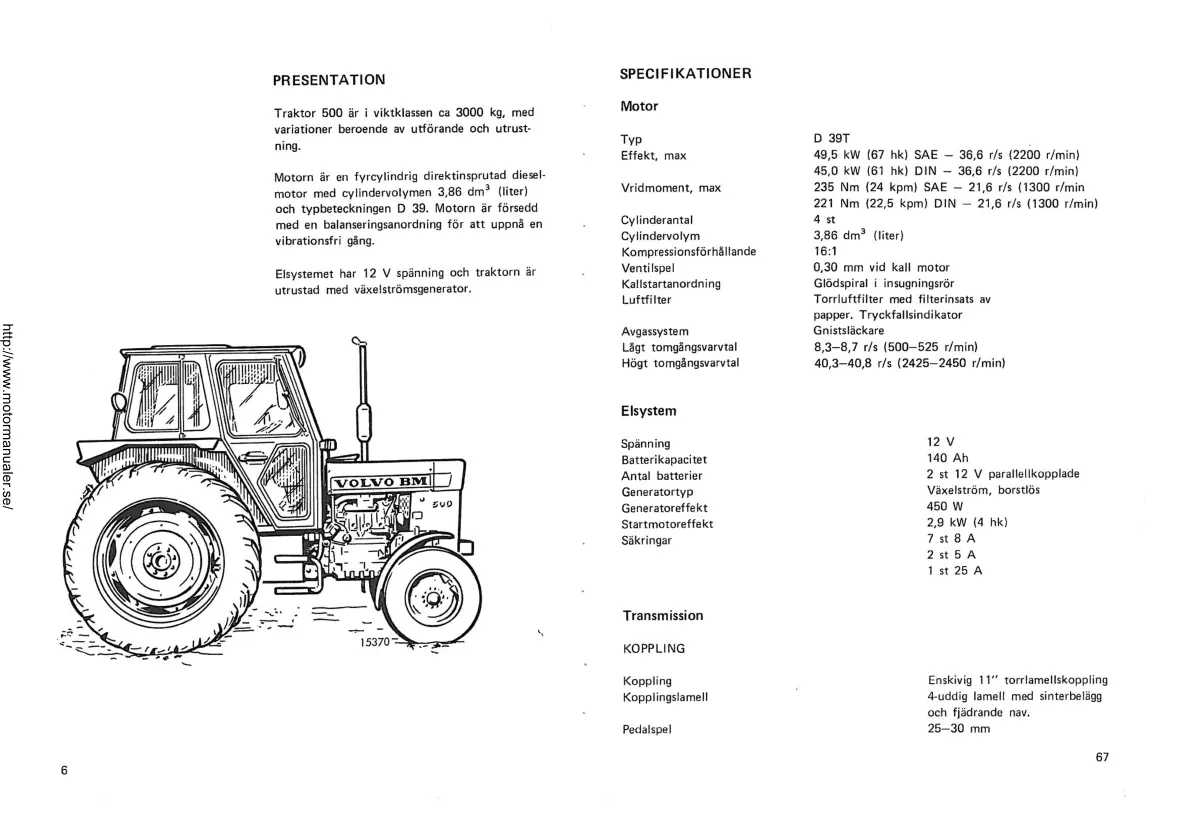 Volvo Instruktionsbok BM 500 Tractor Service & Repair Manual preview page 6