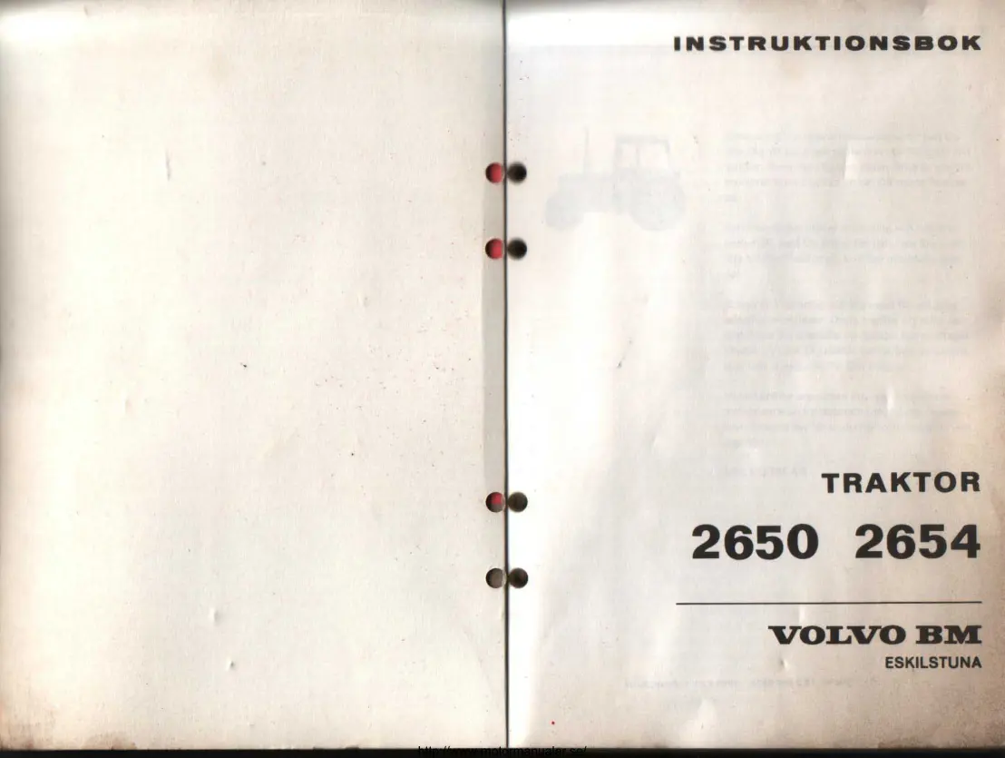 Volvo Instruktionsbok till BM 2650 & 2654 Tractor Service & Repair Manual preview page 2