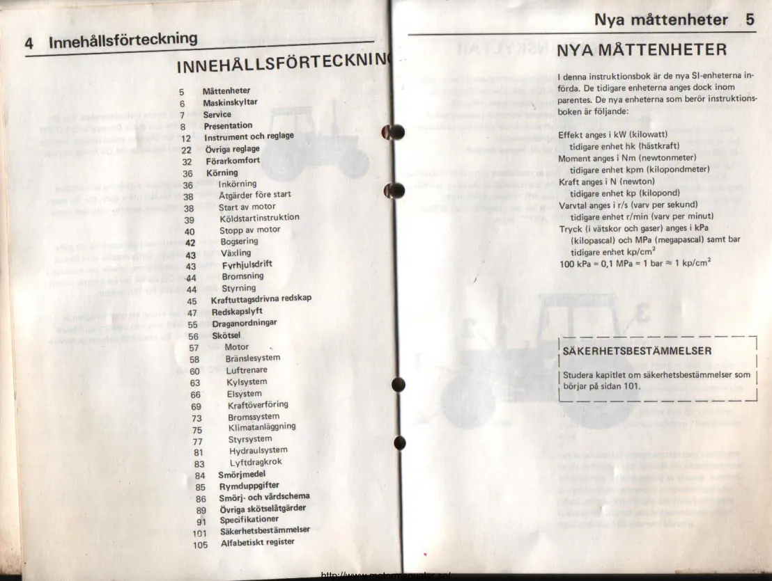 Volvo Instruktionsbok till BM 2650 & 2654 Tractor Service & Repair Manual preview page 4