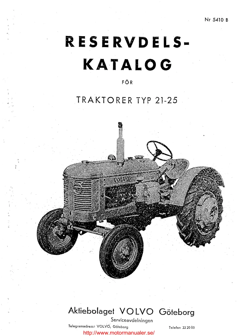 Volvo Reservdelskatalog T21 - T25 Traktor Tractor Service & Repair Manual preview page 1