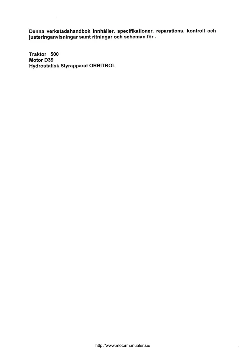 Volvo Verkstadshandbok BM T500 Tractor Service & Repair Manual preview page 2