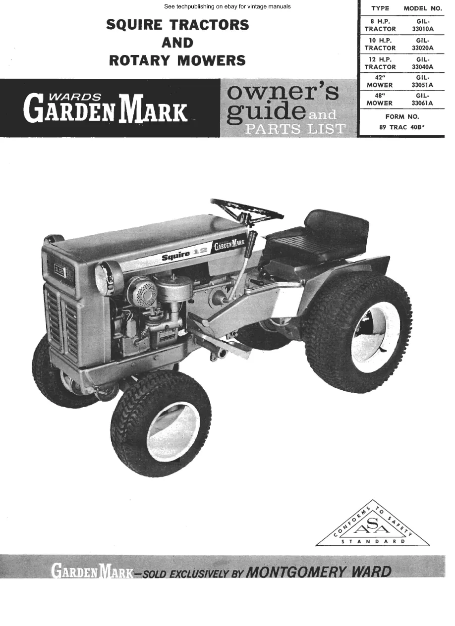 Wards Squire gilson garden tractor Service & Repair Manual preview page 1