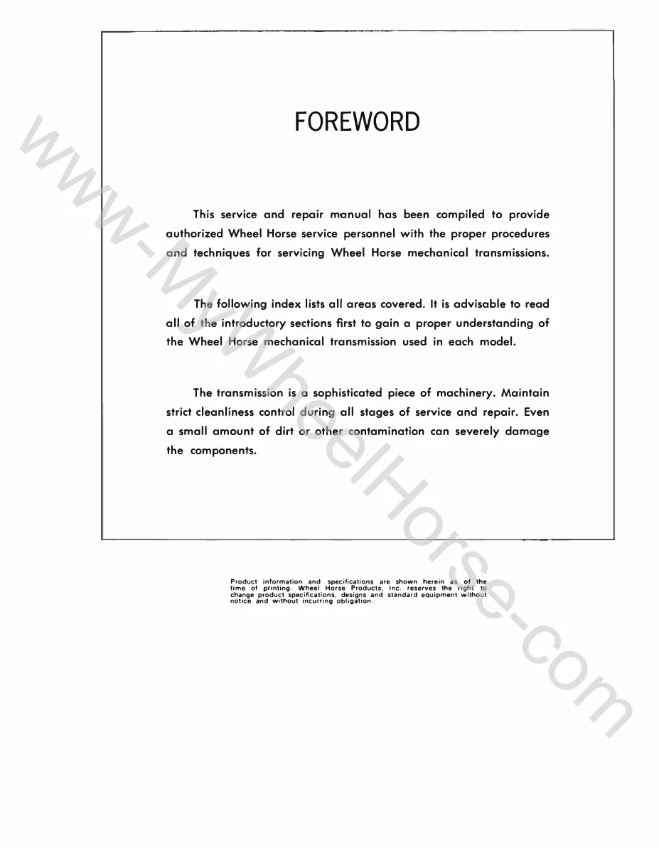 Wheel Horse tractors unidrive transmission Service & Repair Manual preview page 2