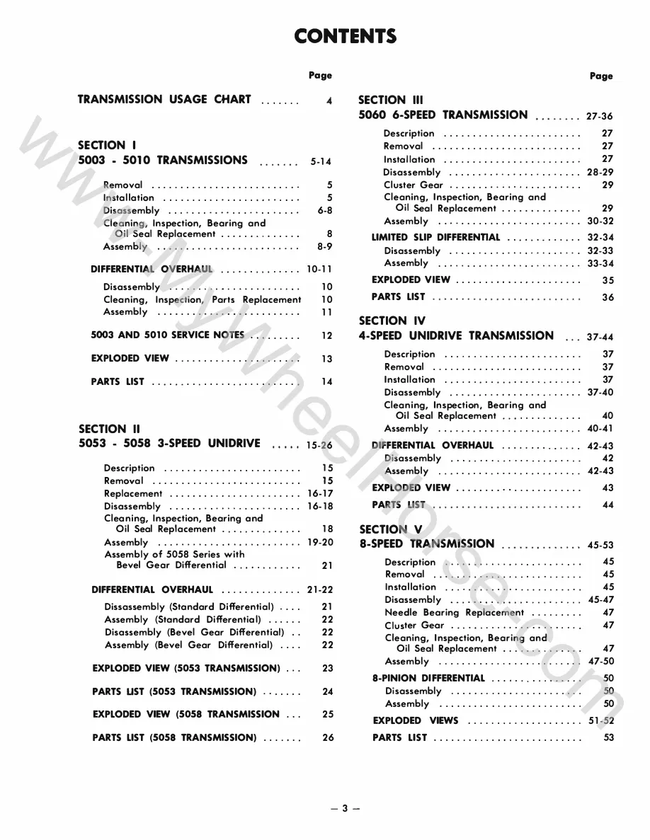 Wheel Horse tractors unidrive transmission Service & Repair Manual preview page 3