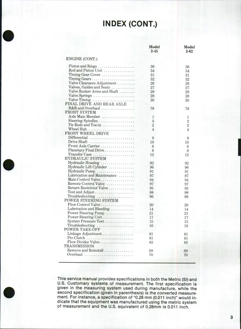 White 2-45 & 2-62 Tractors Service & Repair Manual preview page 2