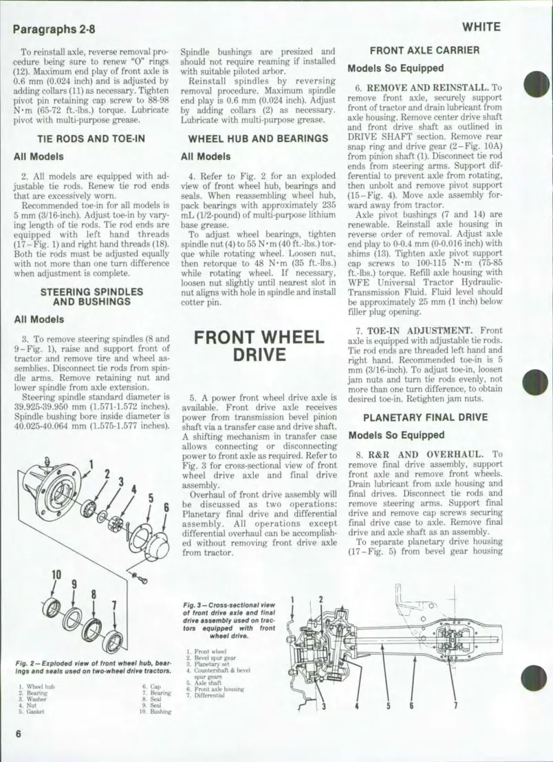 White 2-45 & 2-62 Tractors Service & Repair Manual preview page 5