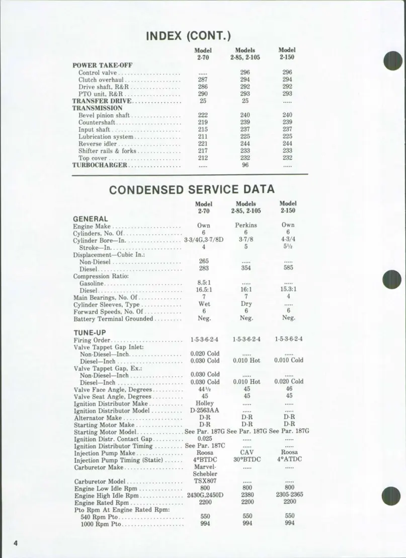 White 2-70 2-85 2-105 2-150 Tractor Service & Repair Manual preview page 3