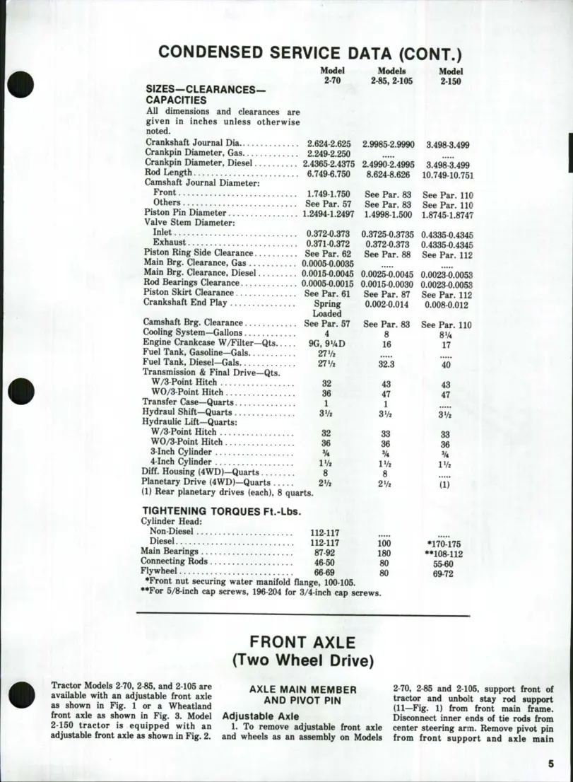 White 2-70 2-85 2-105 2-150 Tractor Service & Repair Manual preview page 4