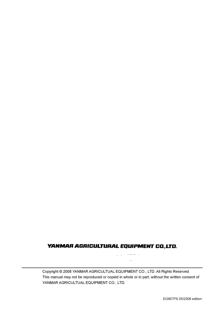 Yanmar EG 907 Power Shuttle Diesel Tractor Service & Repair Manual preview page 2