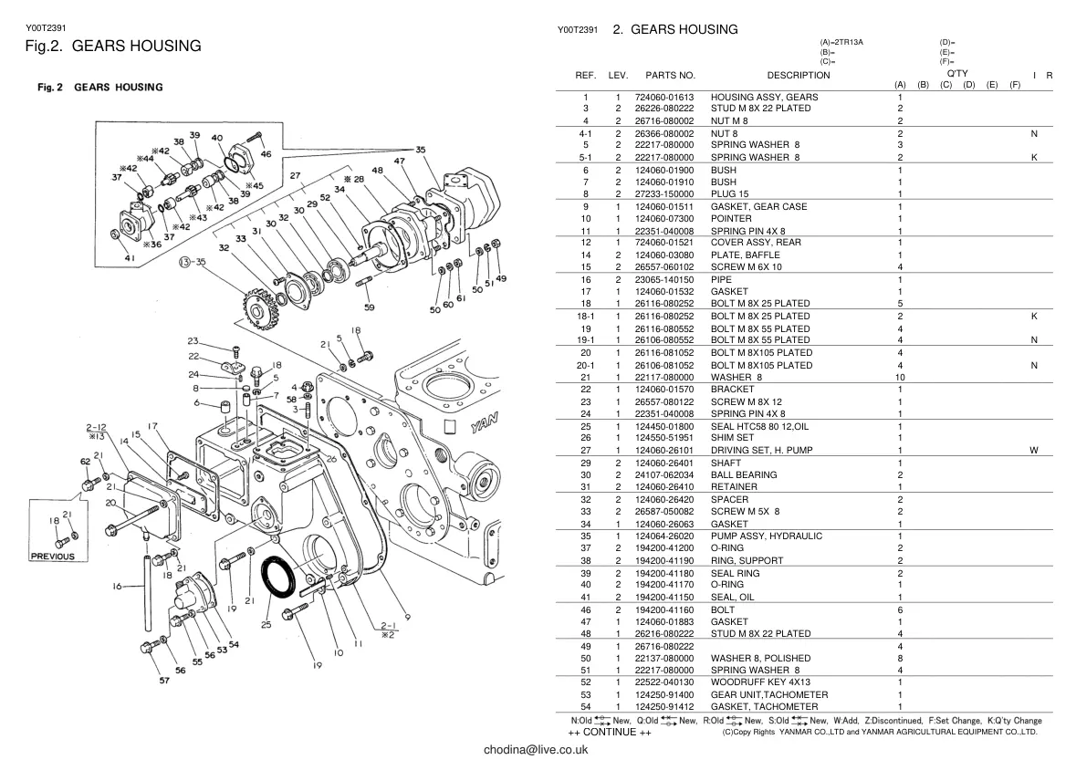 Yanmar Tractor YM165D Parts Manual preview page 3