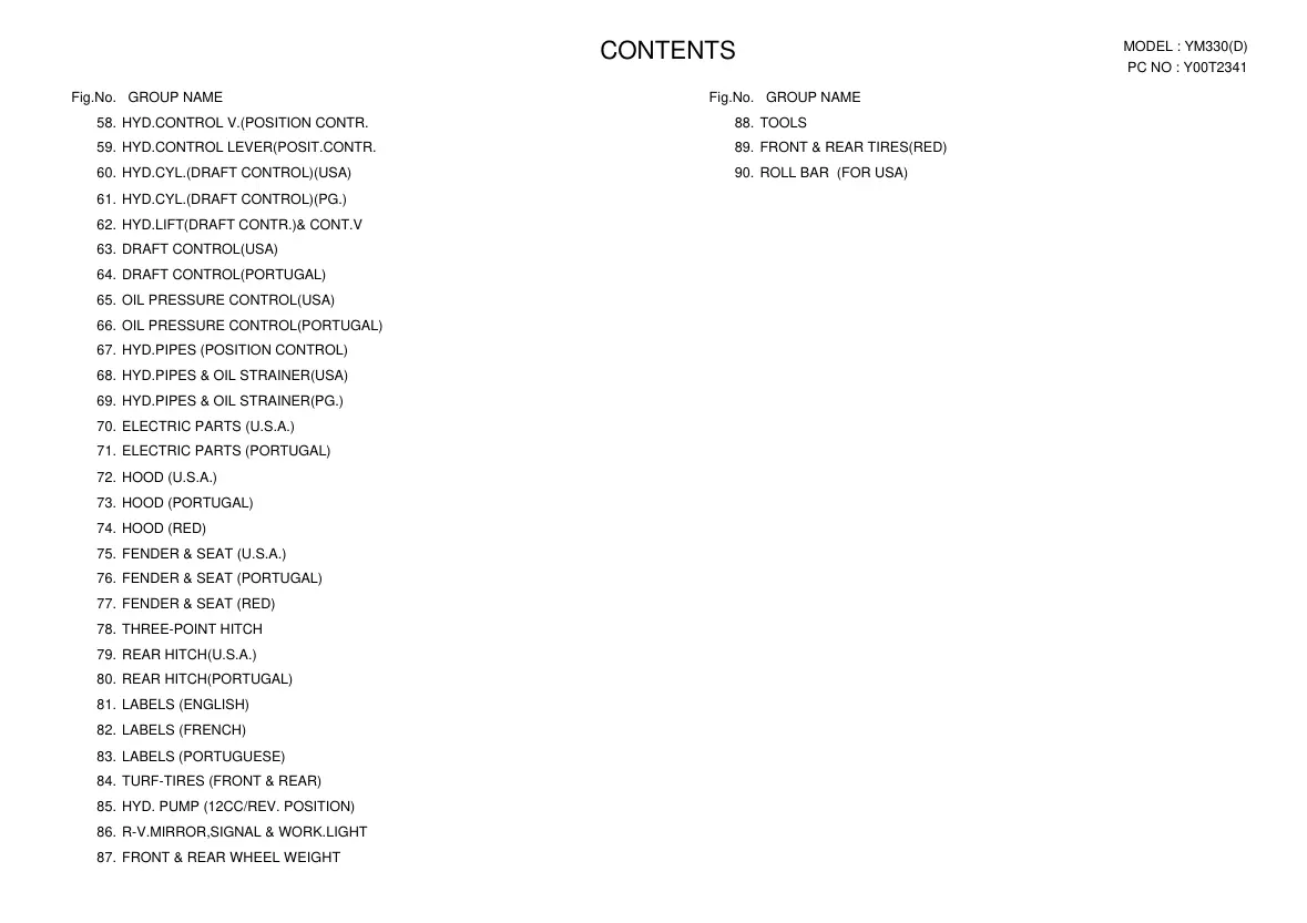 Yanmar YM330 YM330D Tractor Parts Manual preview page 2