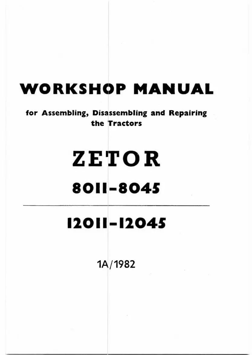 Zetor 12045 Tractor Service & Repair Manual preview page 1
