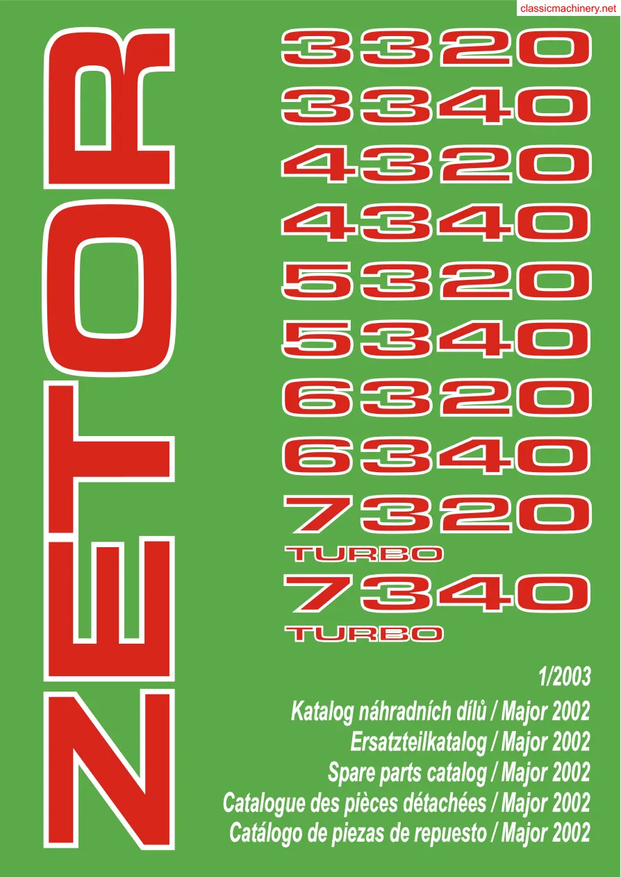 Zetor 3320 3340 4320 4340 5320 5340 6320 6340 7320 7340 Tractor Parts Manual preview page 1