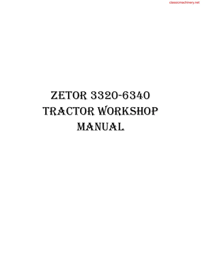 Zetor 3320 Tractor Service & Repair Manual preview page 1