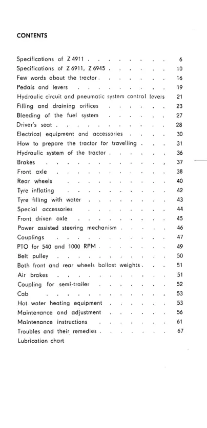Zetor 4911 & 5911 5945 6911 6945 Tractor Operator's Manual preview page 3