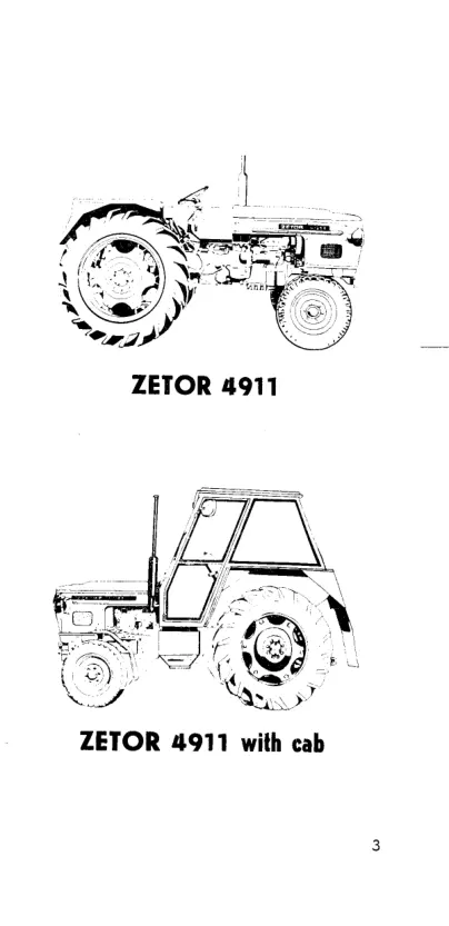 Zetor 4911 & 5911 5945 6911 6945 Tractor Operator's Manual preview page 4