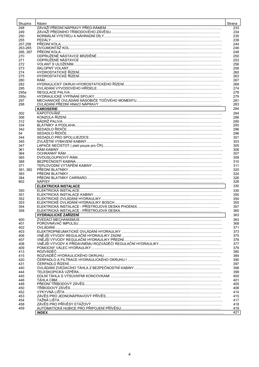Zetor 7520 7540 8520 8540 9520 9540 10540 Tractor Parts Manual preview page 4